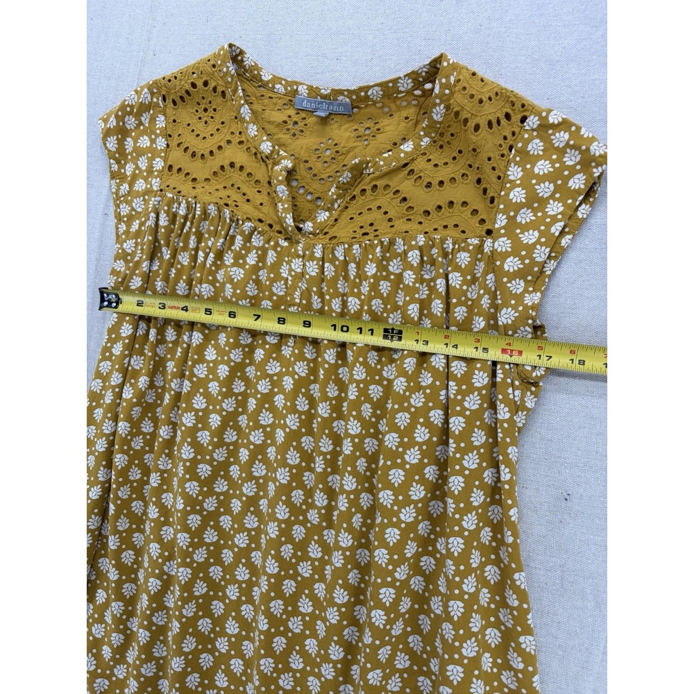 Daniel Rainn cottagecore Mustard Yellow Floral Sleeveless Top Women's 1x - Picture 5 of 10